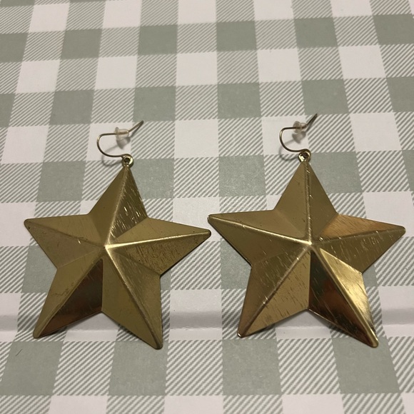 Shimmering Gold Star Earrings - Picture 1 of 5